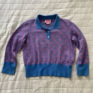 Kate Spade Pink and Blue Flower Collared Long Sleeve